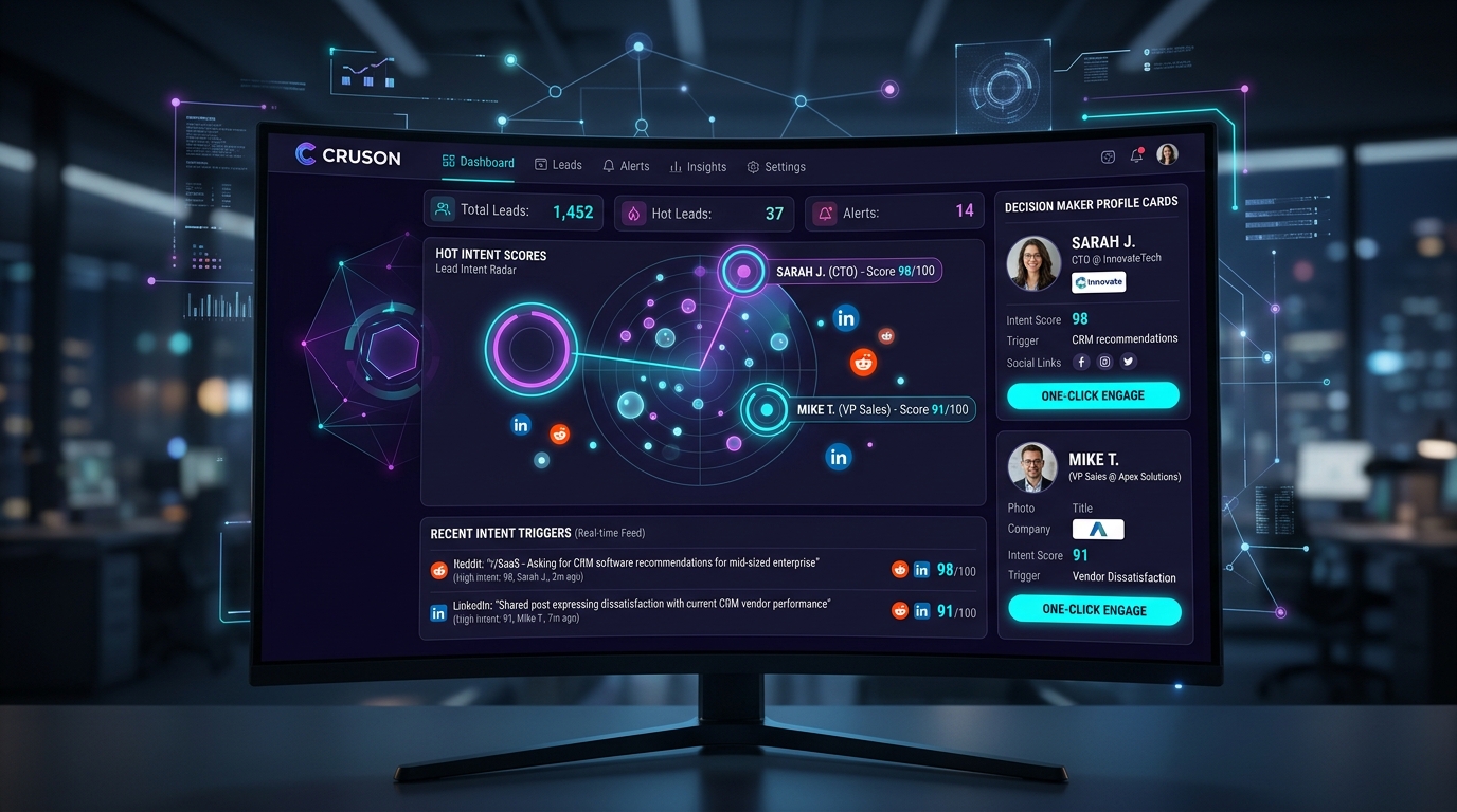 A step-by-step 8th-grade guide to using Cruson's Dark Funnel Intent Monitor to track buying signals on Reddit, LinkedIn, and social web before competitors do.