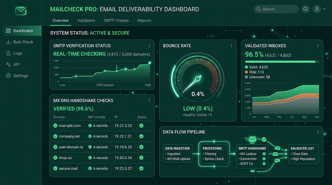 A screen-by-screen guide to verifying corporate email mailboxes, simulating SMTP handshakes, and keeping cold email bounce rates under 1.5% with Cruson.